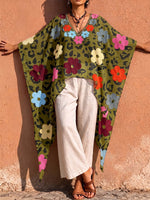 Vintage Elegant Irregular Cotton And Linen Floral Print Shirt