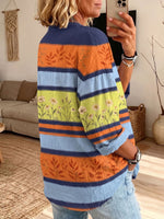 Vintage Elegant Button Long Sleeve Patterned Shirt