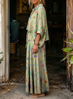 Women's Cute Colorful Butterfly Floral Print Oversized Shirt & Wide Leg Pants Boho 2 Piece Set
