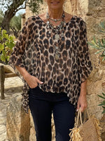 Women's Sheer Leopard Print Blouse