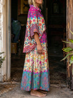 Women'sVibrant Mandala Floral Print Oversized Shirt & Wide Leg Pants Boho 2 Piece Set