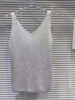 Stylish, Sparkling Rhinestone Knit Vest