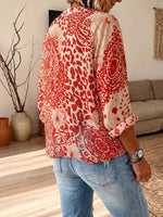 Vintage Elegant Button Long Sleeve Patterned Shirt