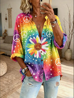 Women’s Rainbow Daisy Peace Symbol Shirt