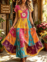 Women's Floral Patchwork Print Maxi Dress