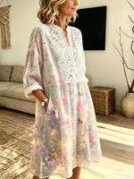 Women's Floral Crochet Lace Shirt Dress