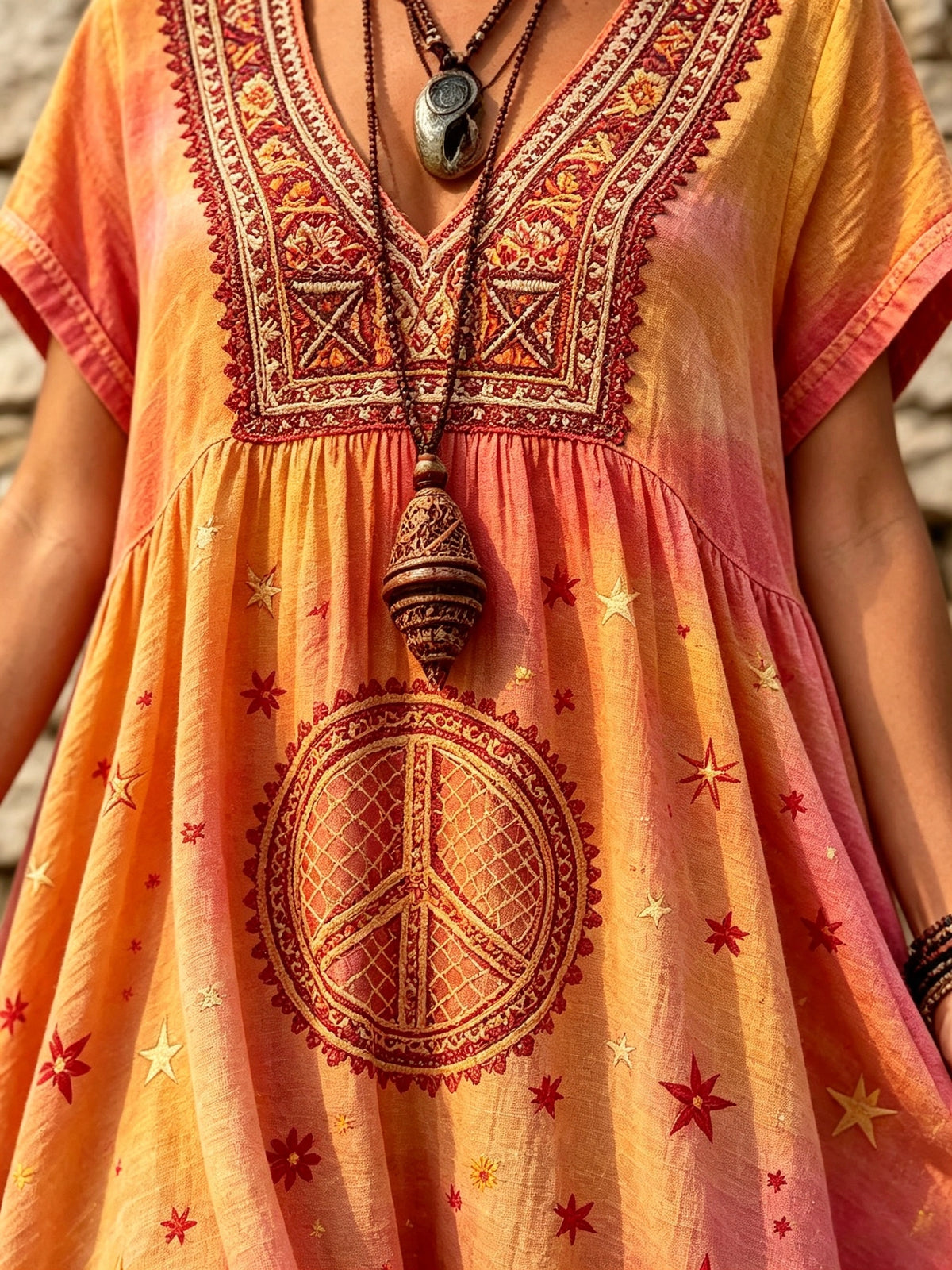 Women's Sunset Celestial Peace Print Maxi Dress