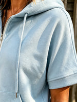 Women's Half-Zip Short Sleeve Hoodie