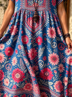 Women's Floral Peace Print Maxi Dress