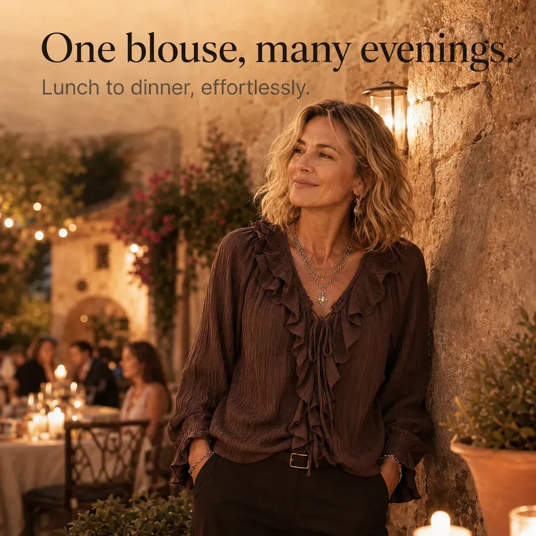 Women's Crinkled Ruffle Tie-Front Blouse