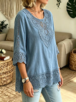 Women's Crochet Lace Trim Top