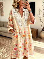 Women's Floral Crochet Lace Shirt Dress