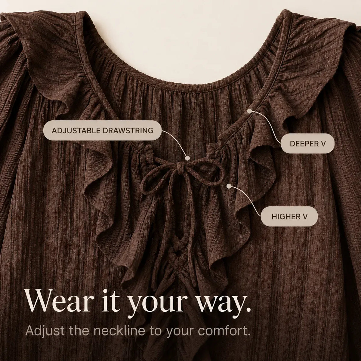 Women's Crinkled Ruffle Tie-Front Blouse