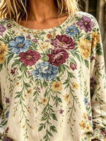 Women's Trailing Botanical Print Long Sleeve Top