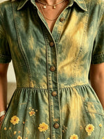 Women's Floral Lace Mesh Shirt Dress