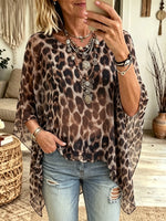 Women's Leopard Sheer Poncho Top