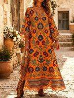 Women's Ornate Floral Damask Kaftan Maxi Dress