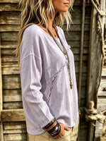 Women's Raw Edge Long Sleeve Blouse